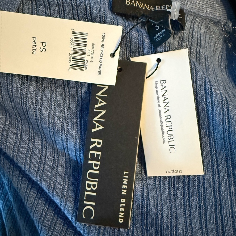 Banana Republic Ribbed Linen Blend Cardigan Size PS - Picture 4 of 5